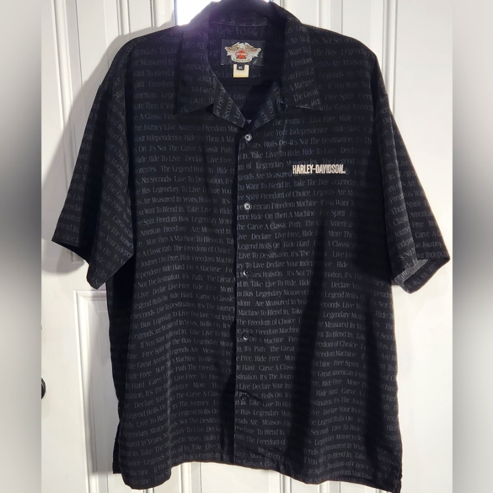 Vintage Harley Davidson black button down shirt men's XL